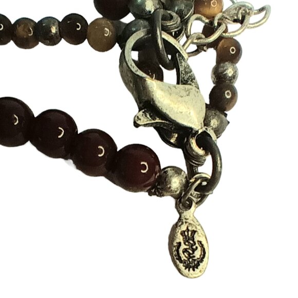 Premier Designs Tigers Eye Medallion Chunky Brown Silvertone Statement Necklace - Picture 7 of 9